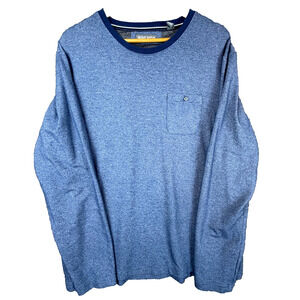 Michael Bastian Shirt Mens XL Heather Blue Rayon Stretch Crew Neck Chest Pocket